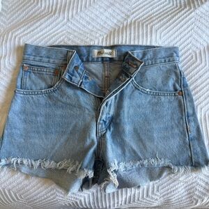 Madewell Light Blue Frayed Jean Shorts